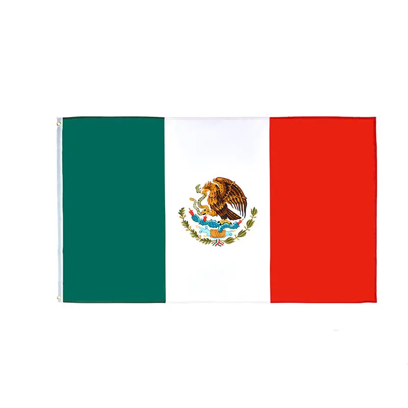 Venta al por mayor Nuevos productos Bandera mexicana Rectángulo Banderas promocionales Banners con paquete individual