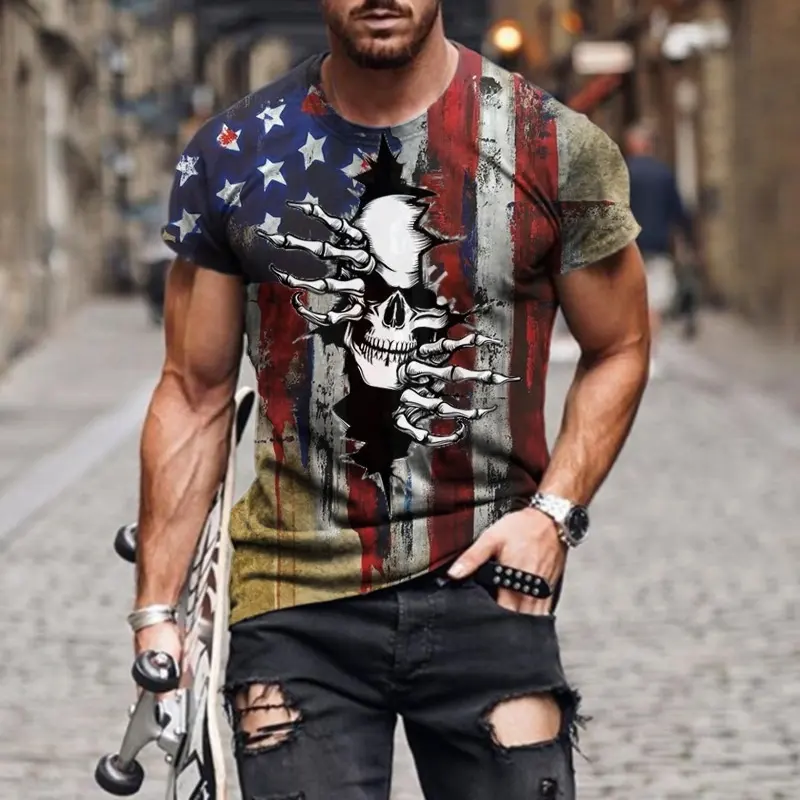 Wholesale summer new ice silk quick drying men's sports T-shirt printed half sleeve T-shirt