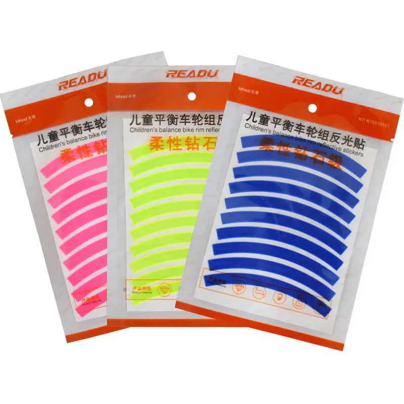 10Pcs Bicycle Reflective Sticker Wheel Decals Reflective Tape Safety Strips Kids Bike Wheel Stickers Balance Bicycle Accessories