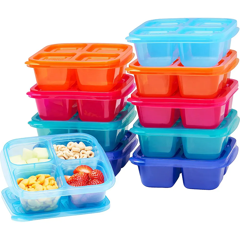 Caja Bento de almuerzo para mujer, contenedor de almuerzo de plástico PP/PC para adultos, caja de conservación de comida de un solo compartimento para uso de carne y verduras