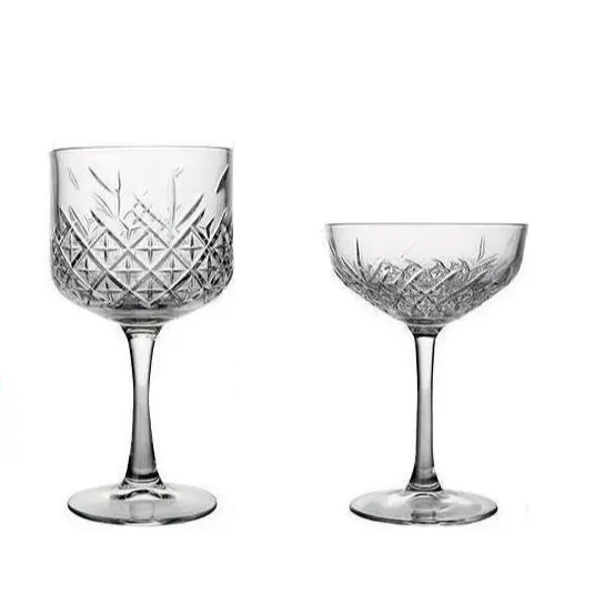 Vintage Schnitt Kristall Design Cocktail Stiel Glas