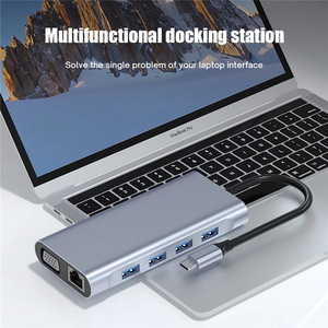 Adattatore Hub 11-in-1 USB Type-C per HDMI VGA RJ45 SD TF per MacBook per Dell XPS per HP per Lenovo ThinkPad doual Docking Station - Product Image 4