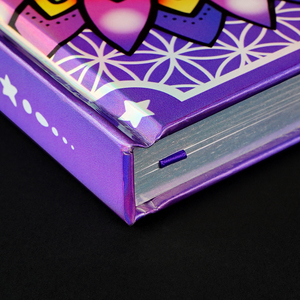 Cuaderno de notas de tapa dura A5 de estilo de lujo personalizado, borde dorado láser, páginas interiores coloridas, cubierta de papel elegante láser, cuaderno de diario - Product Image 4