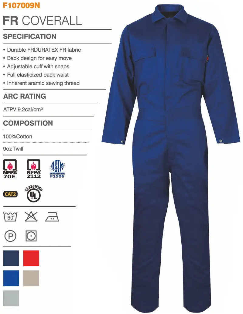 High Quality Safety Engineering Uniform Workwear Multi Functional FR Safety Fire Retardant Coverall for Worker