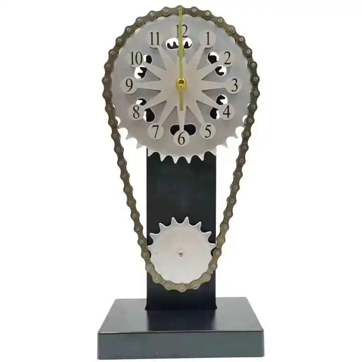 ヨーロピアンスタイルのメタルギアクロックレトロメカニカルウィンドアートポインタークォーツ時計バーレストランクリエイティブ装飾置時計