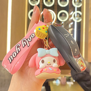 Mới Đến Kawaii Kim Loại Key Chủ Dễ Thương Sanrioed 3D Mềm Cao Su Donut Mặt Dây Chuyền Thời Trang Phim Hoạt Hình Xe Keychain Donut Giai Điệu - Product Image 5