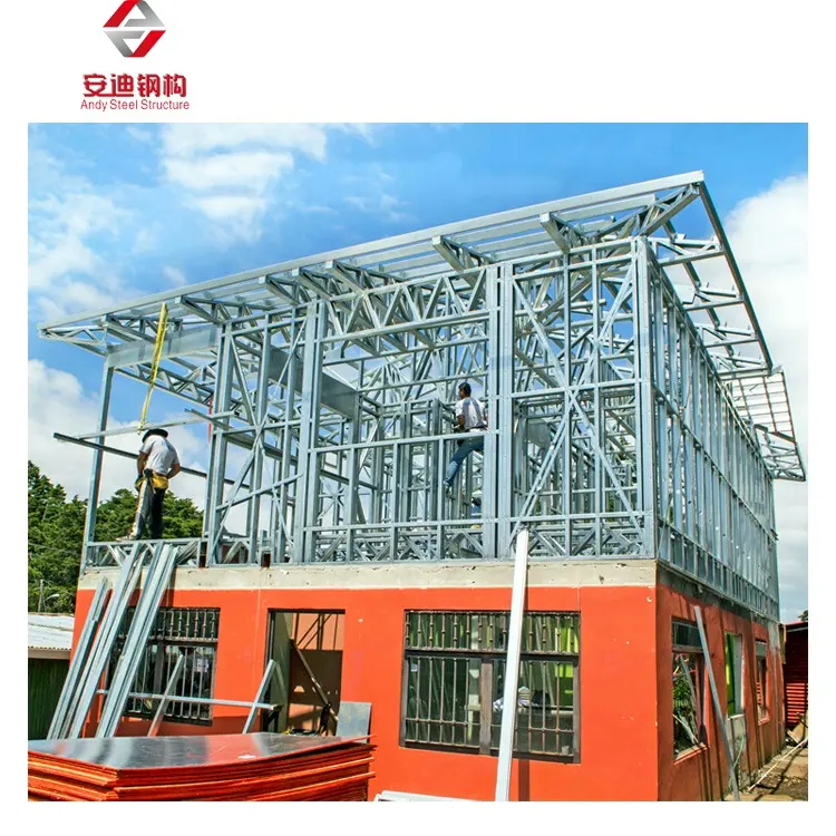 Construcción de una estructura de Metal prefabricada, estructura de acero, casa, edificio residencial