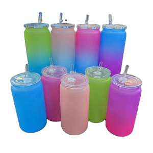 Toptan renkli degrade plastik şişeler için hasır kapak kişiselleştirilmiş baskılı PC bardak için süt suyu için kok içecekler için P - Product Image 1
