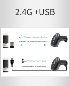 Wireless 1D 2D QR Barcode Scanner with Battery <strong>Level</strong> Indicator USB Digital Printed Bar <strong>Code</strong> Reader Plug Play Cordless Handheld - Product Image 6
