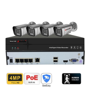 Sistema di sicurezza per telecamera domestica a 4 canali con microfono integrato kit di telecamere di sicurezza CCTV POE sistema di monitoraggio con visualizzazione remota - Product Image 2