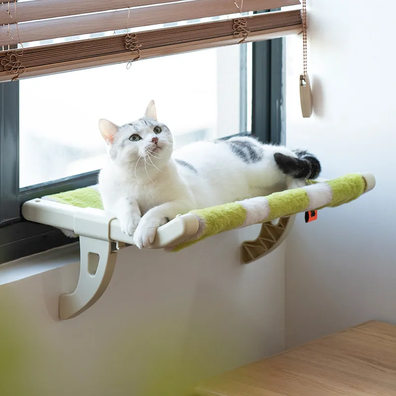 Mewoofun ที่นอนหน้าต่างแมวแบบแขวนผนังฤดูร้อนเปลญวนทำจากพลาสติกเพื่อความปลอดภัย