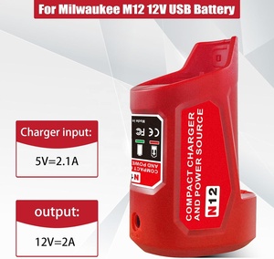密尔沃基M12 48-59-1201 N12 USB充电适配器10.8V/12v加热护套锂离子电池电源
