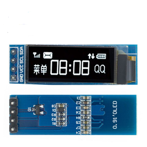 0,91-Zoll-OLED-LCD-Anzeigemodul 128x32 4-poliger SSD1306-Treiber IIC I2C-serieller Bildschirm DC 3,3 V ~ 5V für Arduino White/Blue E-Paper