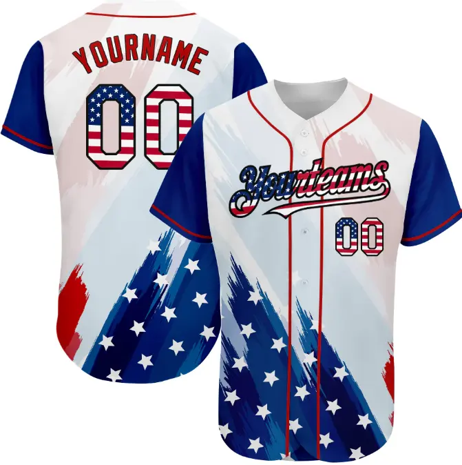 La vendita calda acquista maglia da Baseball personalizzata il tuo nome bandiera americana elegante In poliestere asciugano rapidamente le uniformi da Baseball alla rinfusa