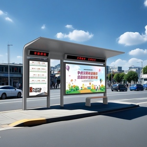 Đồ gỗ ngoài trời quang điện trạm xe buýt chờ đợi nơi trú ẩn với màn hình LCD & địa phương trạm xe buýt khu vực xúc xích hình thức - Product Image 2