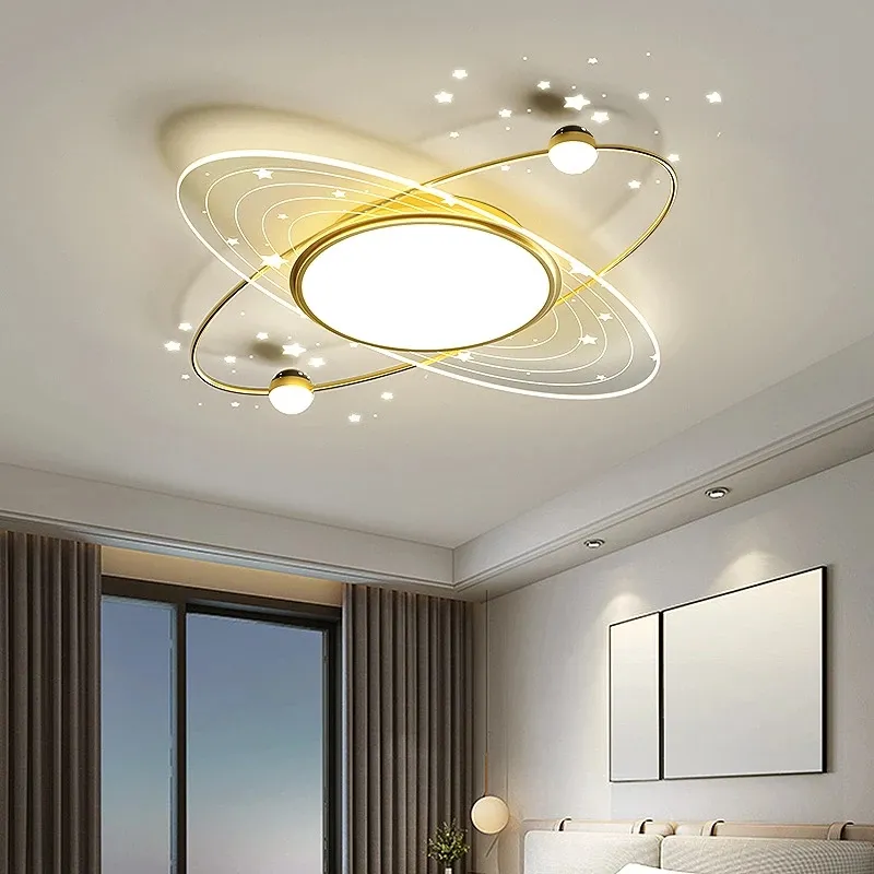 Yıldız halka LED demir Modern avize yatak odası lambaları oturma odası mutfak lambaları iç mekan aydınlatması ev parlaklık tavan avize