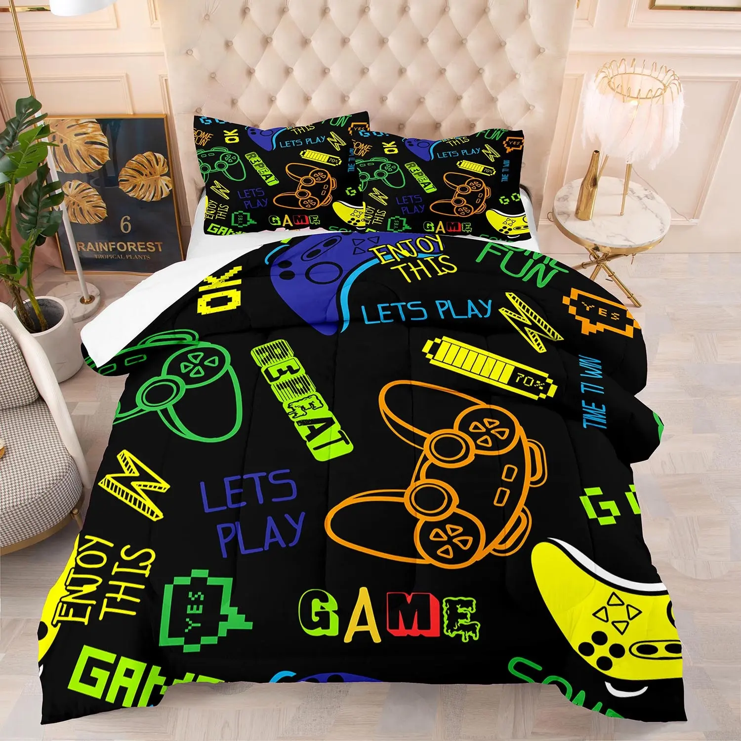 Juego de cama 3d con funda de almohada, edredón estampado con patrón de juego, el más vendido, para dormitorio