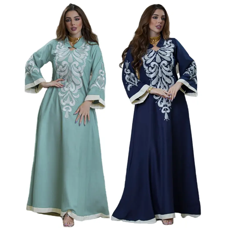 Vestido Abaya de lujo para mujer, vestido musulmán Abaya de Ramadán bordado de Oriente Medio del sudeste asiático, túnicas de Dubái para mujer, AB184