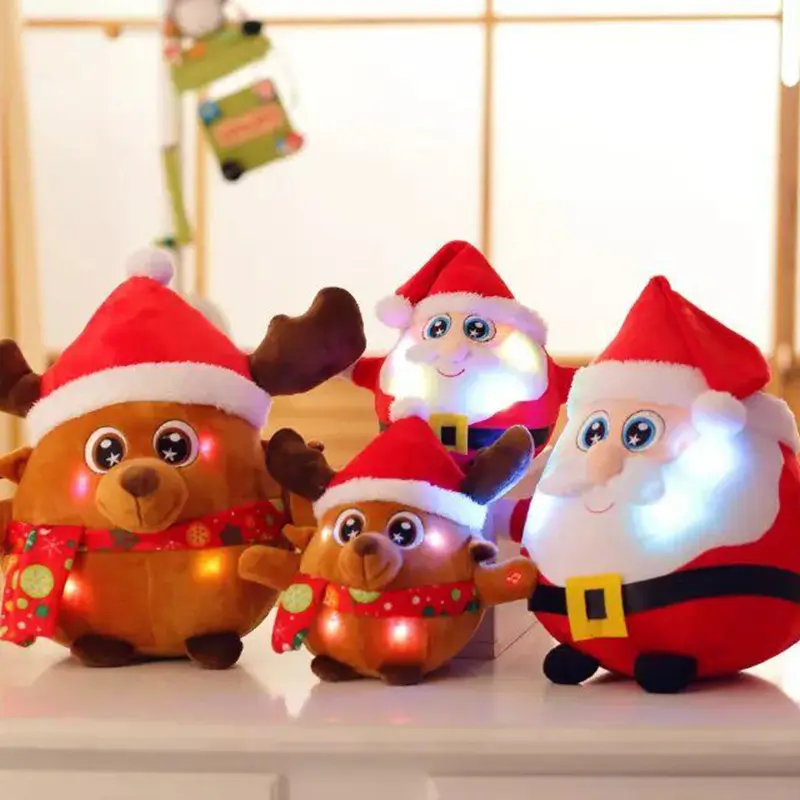 Promocionais Elétrica Cantando Dança Papai Noel Cacto Rena Plush Luminous Doll Creative Stuffed Natal Série Boneca