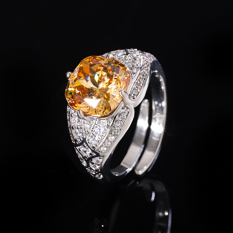 Bague taille ajustable en platine, coupe champagne nid d'oiseau