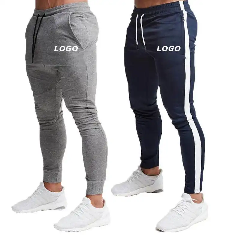 Toptan rahat Polyester eşofman altları özel baskılı Logo joggers koşu spor elastik bel boş sweatpants pantolon erkekler için