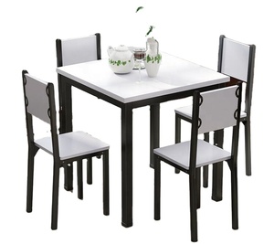 Simple Wooden Dining <strong>Table</strong> <strong>Set</strong> 4 Chairs Metal Frame Dining <strong>Table</strong> - Product Image 1