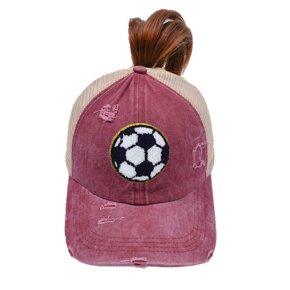 Casquette bordeaux en maille déchirée pour adulte