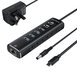 RSHTECH Powered 7 Ports USB 3.1/3.<strong>2</strong> Gen <strong>2</strong> USB 3.0 <strong>Type</strong> C hub 7 in 1 Rj45 <strong>Network</strong> adapter other <strong>Computer</strong> accessories for Laptop - Product Image 2
