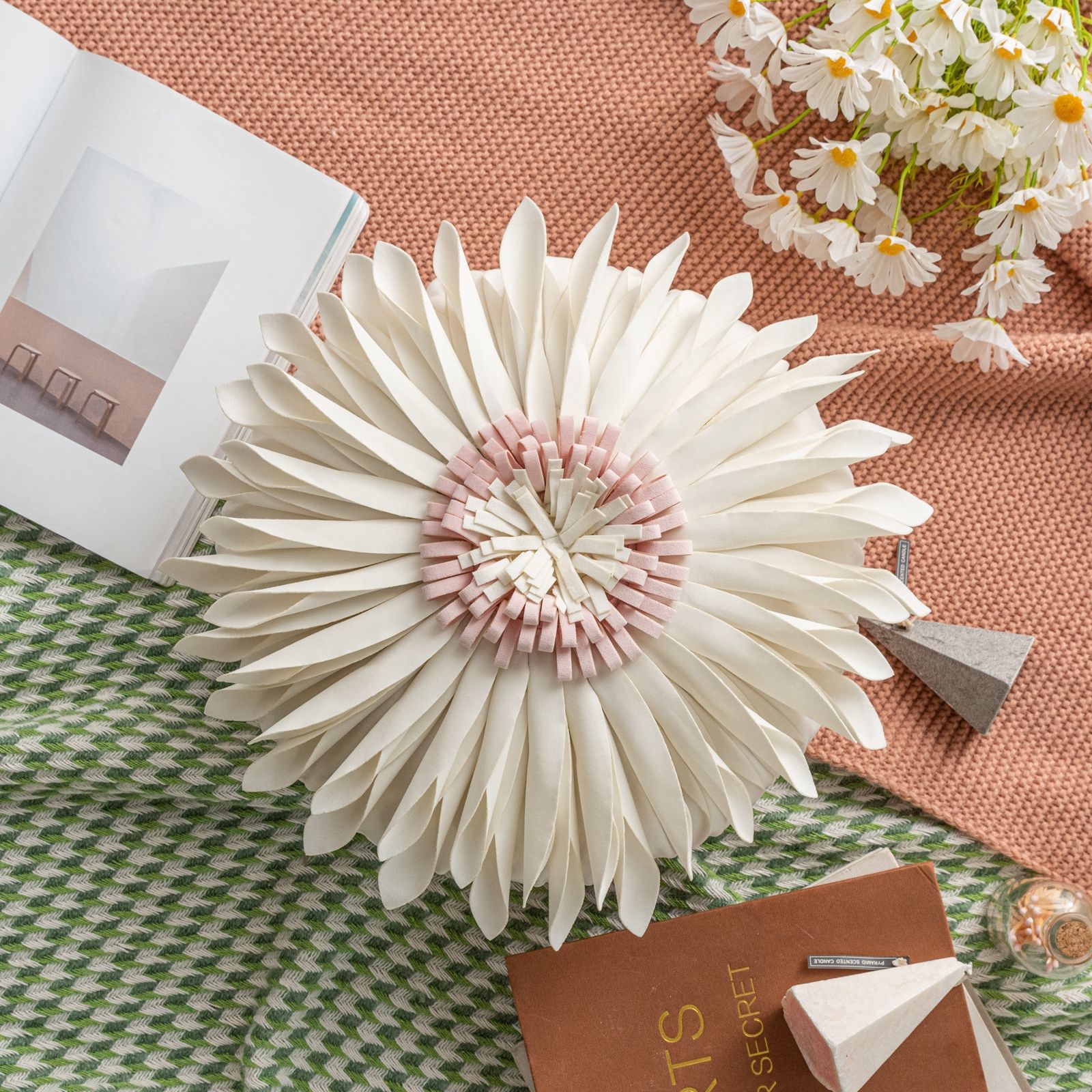 Version améliorée Tournesol rond intérieur rose blanc