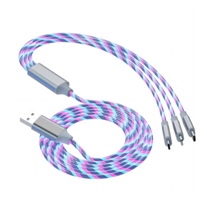 Yüksek kalite 1m 2m akan ışık Usb kablosu ışıklı Led lamba şarj kablosu Led 3 in 1 PVC Usb kablosu C ve mikro yazın - Product Image 1