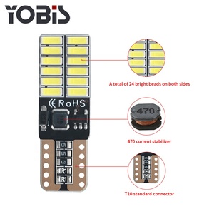 Yobis T10 4014 24SMD LED çip genişlik işık plaka işık araç İç işık ile çok renkli t10 led canbus canbus t10 led - Product Image 2