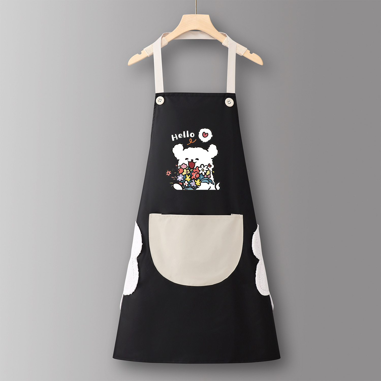 Oso de ramo halter impermeable estilo de limpieza de manos negro y gris