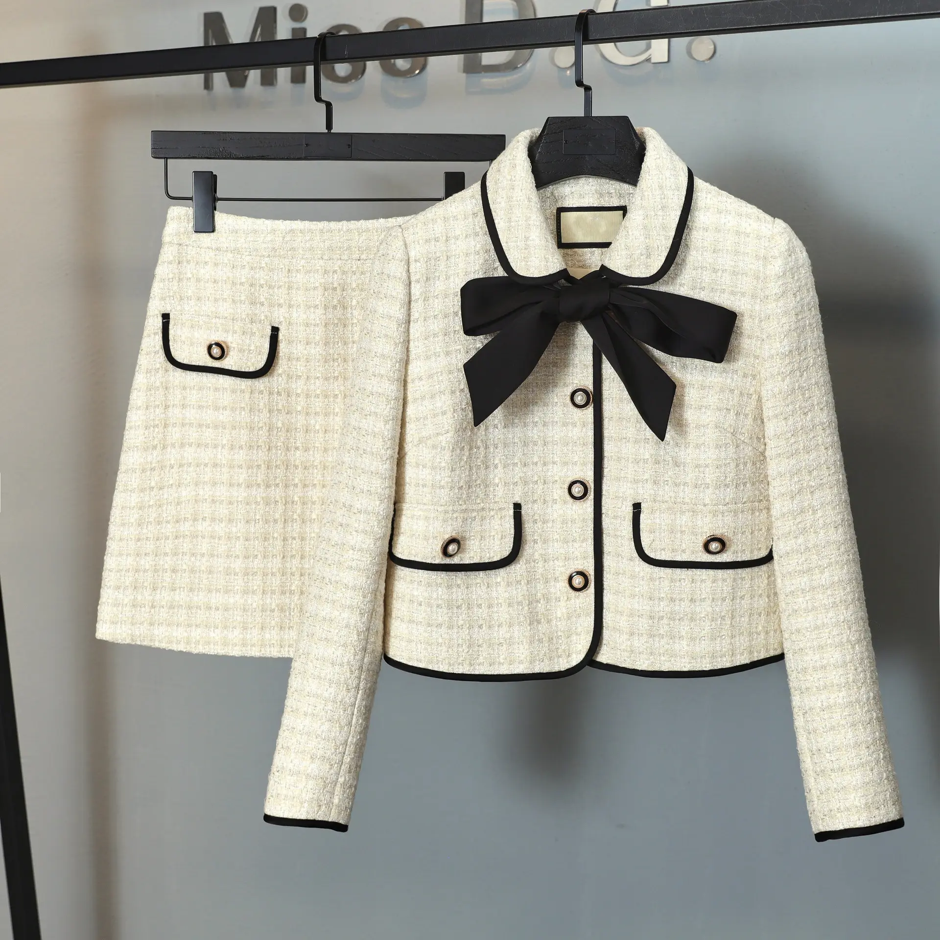 Falda y chaqueta de alta calidad para mujer, traje formal de negocios, 2 piezas