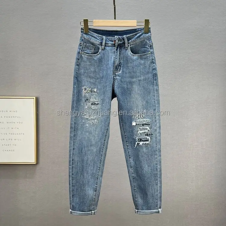 women's jeans Girl Latest Top High Waist denim trousers Stylish Woman Plu Size Denim Boyfriend Jean ladies stretch jeans