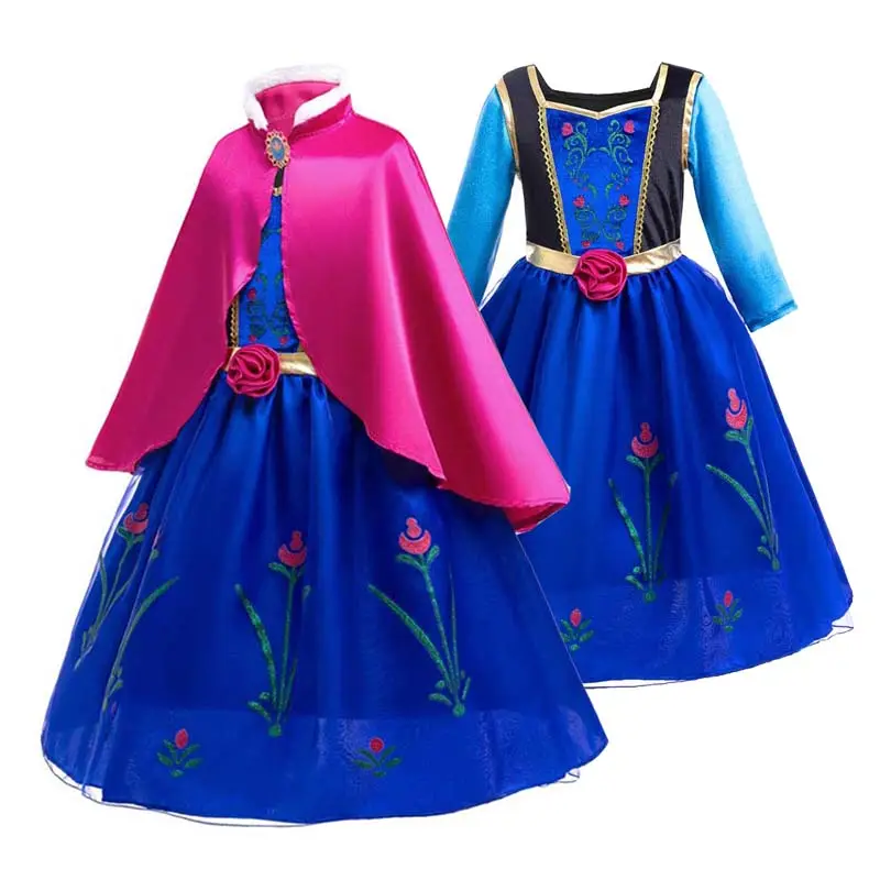 2023 artículo más vendido Anna Snow Queen estampado cumpleaños princesa vestido princesa vestidos Elsa Cosplay HCGD-012