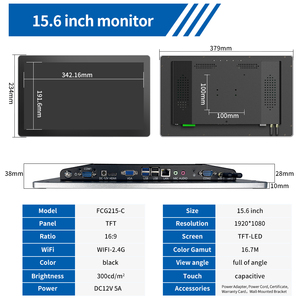 15.6インチスリムWin-10パネルPcタッチスクリーンモニターIP65防水ウォールマウントオールインワンオートメーションデバイス産業用コンピュータ - Product Image 4