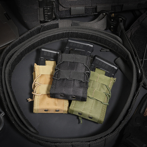 Tactical Molle 5.56mmマガジンポーチハンティングベストシングルスタックM4 M14 M16 G36対応ホルダークイックリリースクリップ付き - Product Image 1