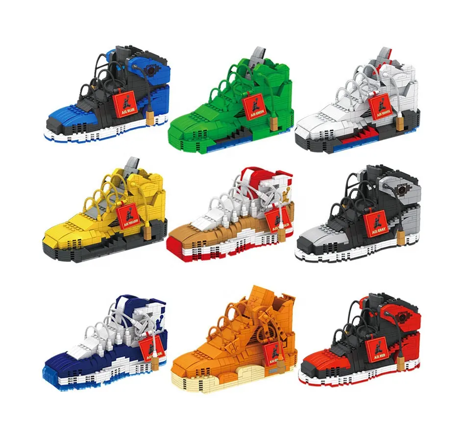 Bonitos zapatos deportivos de baloncesto, bloques de construcción, zapatillas, modelo, contenedor de bolígrafos, caja de lápices, juguetes para niños, regalos de papelería