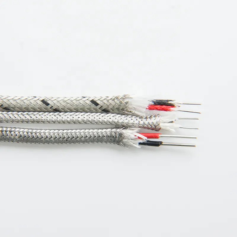 J Typ Thermoelement-Verlängerung kabel 24AWG mit Glasfaser-und Edelstahl-Sieb mantel