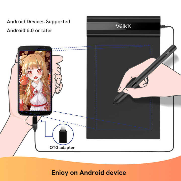 VEIKK S640 6 X 4 Inch Ultra-Thin OSU Tablet Drawing Tablet with Battery-Free Pen(8192 Levels Pressure Sensitivity)