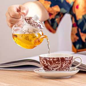 Bir porselen çaydanlık ve bardak için Vintage seramik çay bardağı Set cam çay seti - Product Image 4