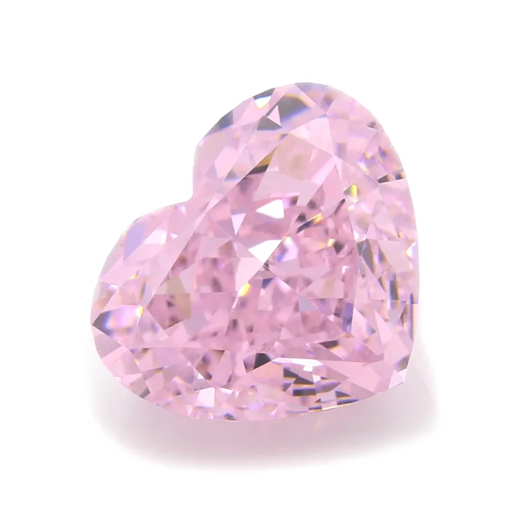 3A a 5A zirconi sintetici taglio ghiacciato all'ingrosso colore rosa a forma di cuore 6x6mm 8x8mm pietre cz sciolte