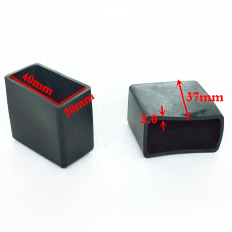 black color PVC plastic pipe end caps for 25mm (1") square steel tube square rubber plugs