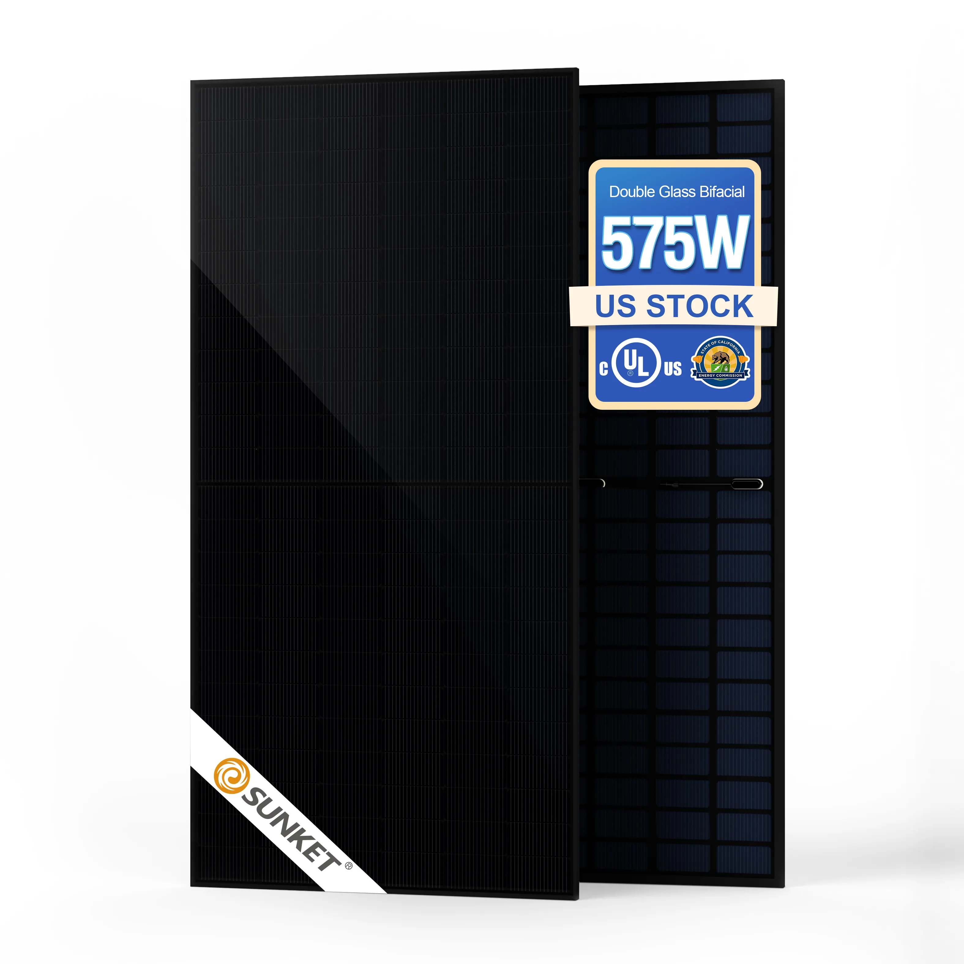 태양 전지 패널 시스템 준비 재고 판매 Topcon 올 블랙 575W Pv 모듈 반 N 타입 경량