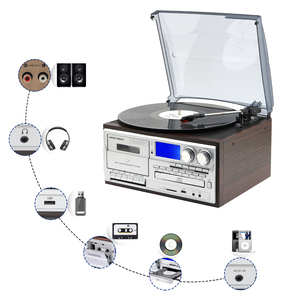 多機能hi fi technics am/fmラジオターンテーブルビニールレコードプレーヤー音楽システムUSB CDブルートゥース再生 - Product Image 2