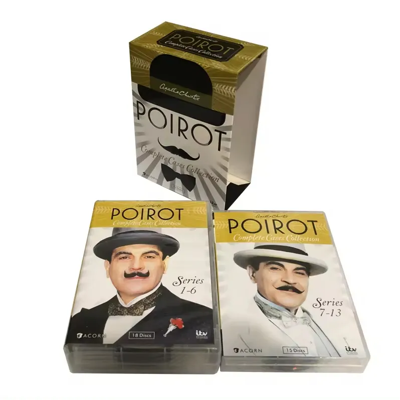 Agatha Christie của poirot hoàn thành trường hợp bộ sưu tập 33 đĩa nhà máy bán buôn TV Series shopify Ebay Hot Bán DVD phim Thương hiệu mới