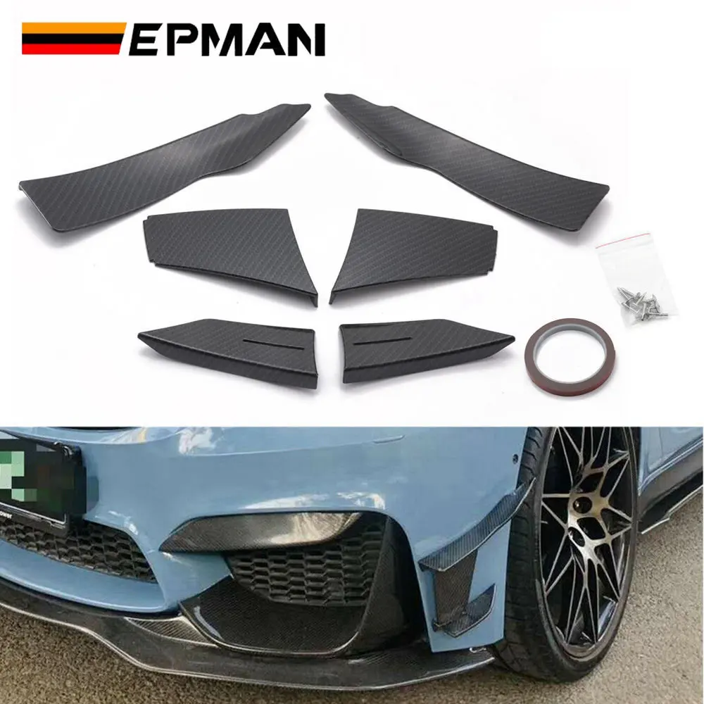 EPMAN Spoiler serat karbon mobil Universal, sirip pemisah bibir depan ABS, serat karbon mobil Universal untuk BMW 3-Series F80 M3 15-19 EPFD004TW