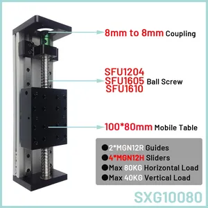 Mesa deslizante de guía lineal cuadrada doble SFU 1204/1605/1610 100-1000mm Plataforma de tornillo de bola de carrera Etapa de eje XYZ 2/4 Uds deslizadores - Product Image 2