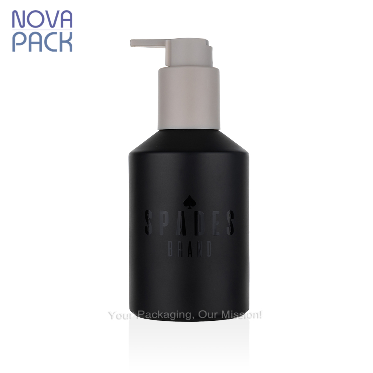 Flacon noir mat + pompe à long embout couleur nude