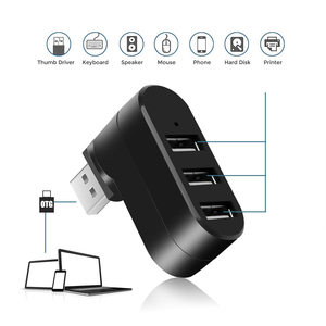 USB集线器适配器旋转高速u盘读取器分离器3端口USB 2.0用于电脑PC笔记本电脑Mac迷你配件 - Product Image 4